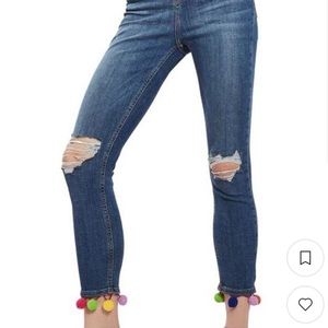 TopShop Puffball Detail Skinny Jeans